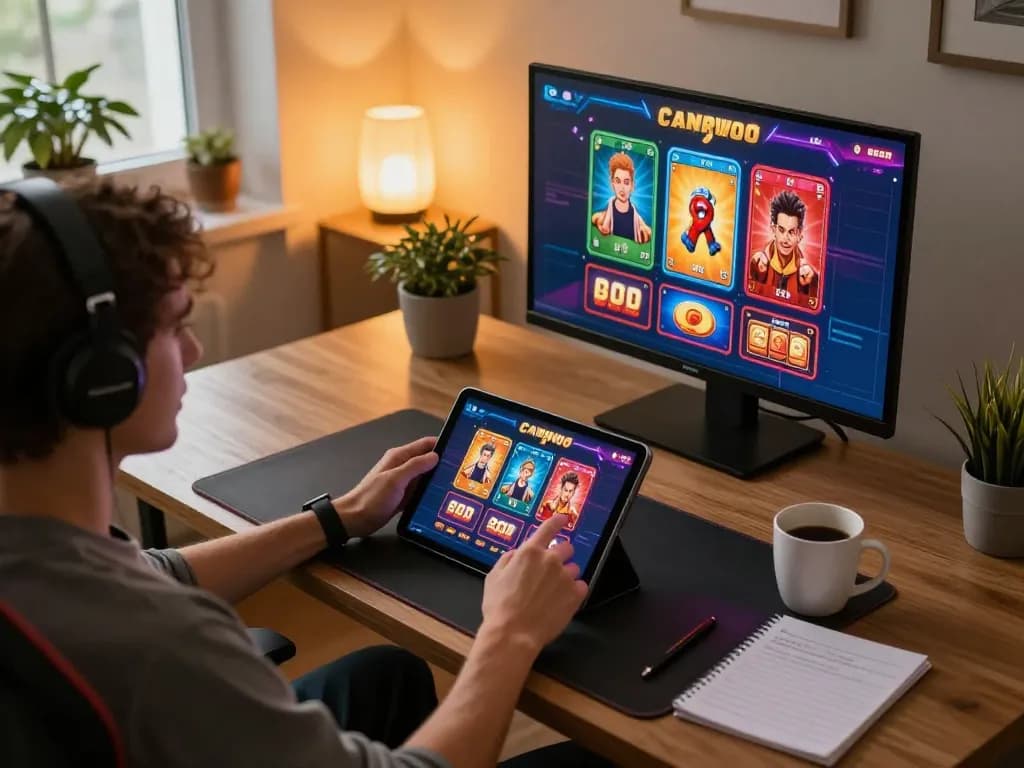 Player using mobile app for casinò stranieri che accettano italiani, showcasing vibrant online games and cozy atmosphere.
