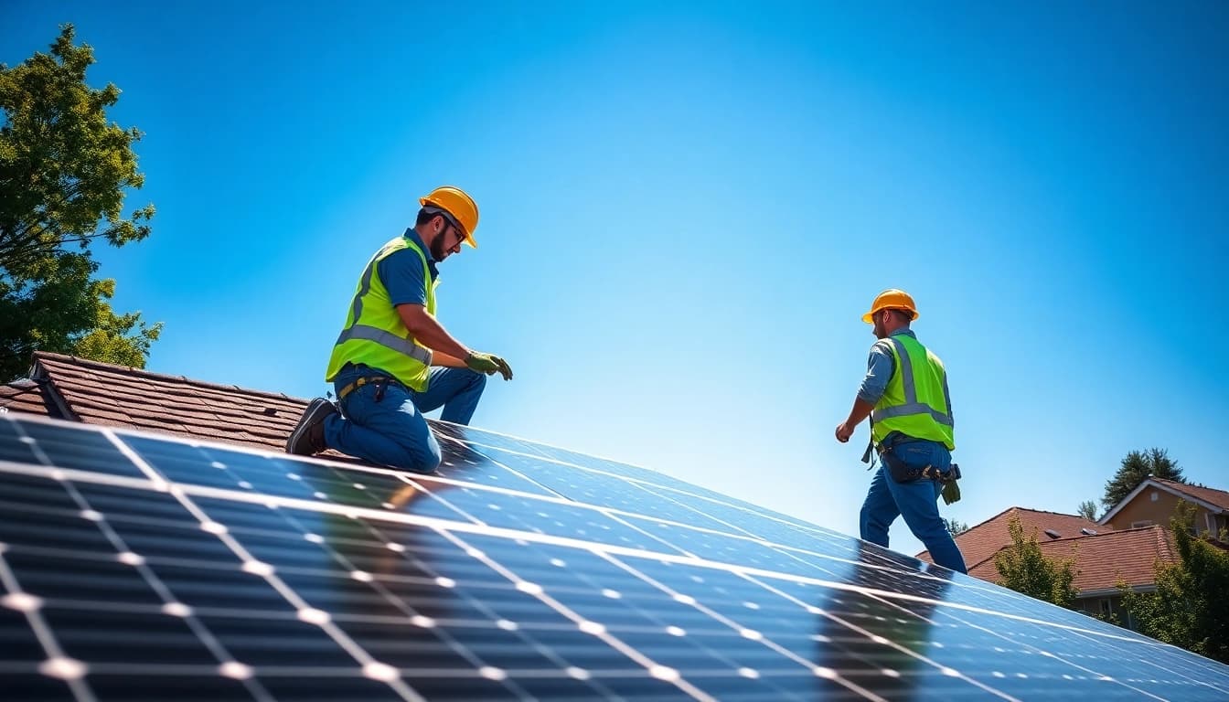 Solar Panel Installation Lincoln with professional installers working on a residential roof.