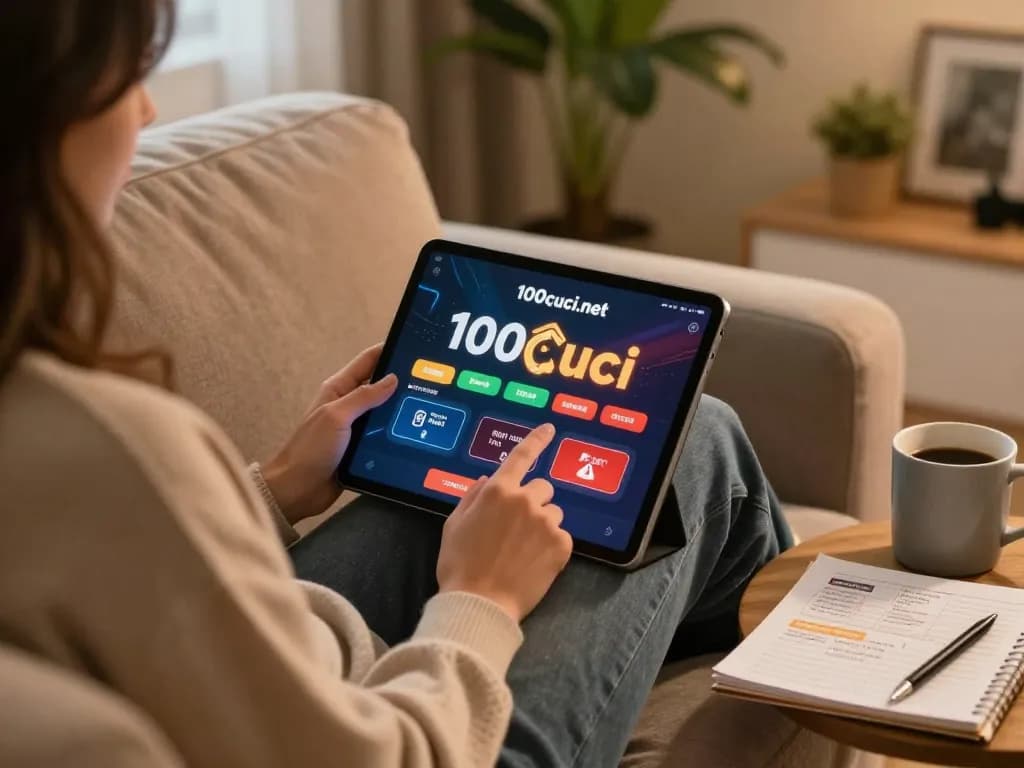 Menikmati aksi permainan langsung di aplikasi 100cuci.net dari suasana rumah yang selesa dengan kopi.