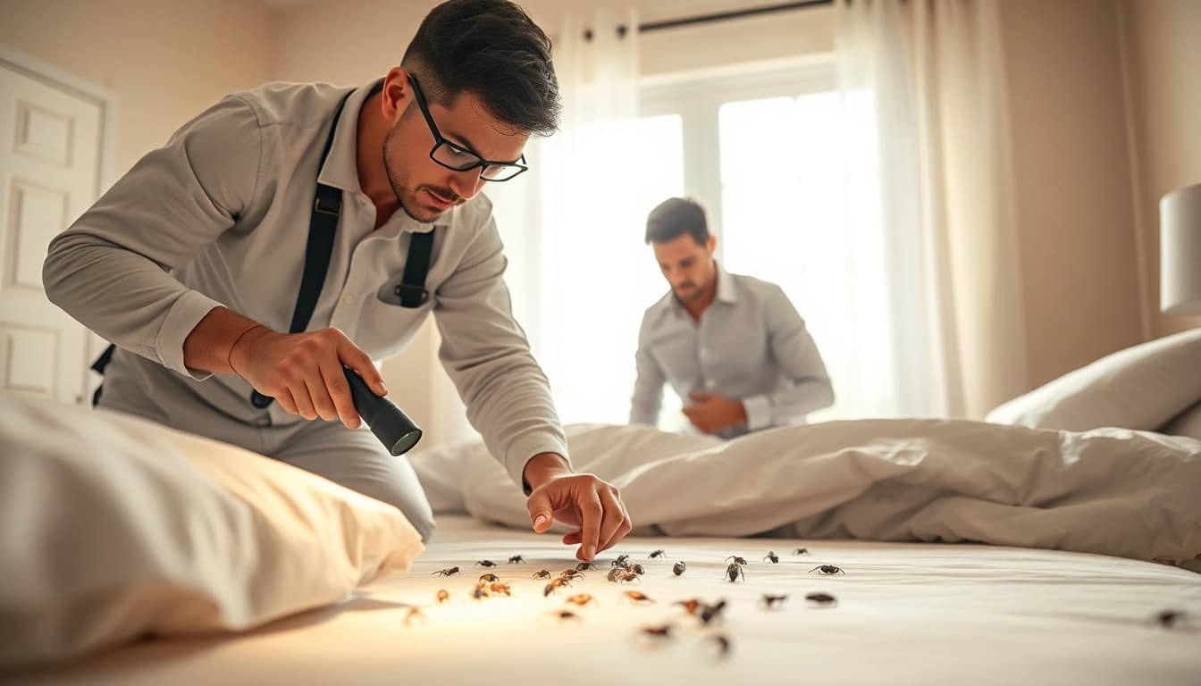 Efficient bed bug extermination services in a clean bedroom with professional tools.