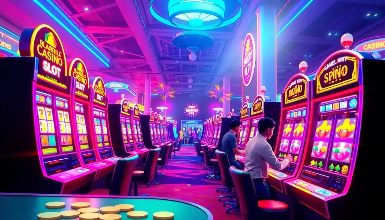 Menggambarkan slot deposit 1k dengan tema kasino online yang ceria dan menarik.