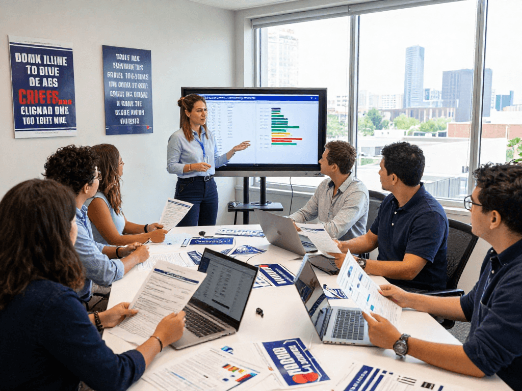 Campaign lift study results discussed in a team meeting with data visualizations.