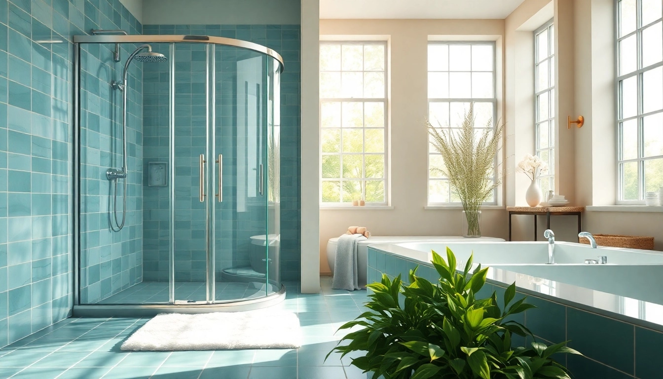 Experience elegant showers Australia in a luxurious bathroom featuring a walk-in shower and gentle lighting.