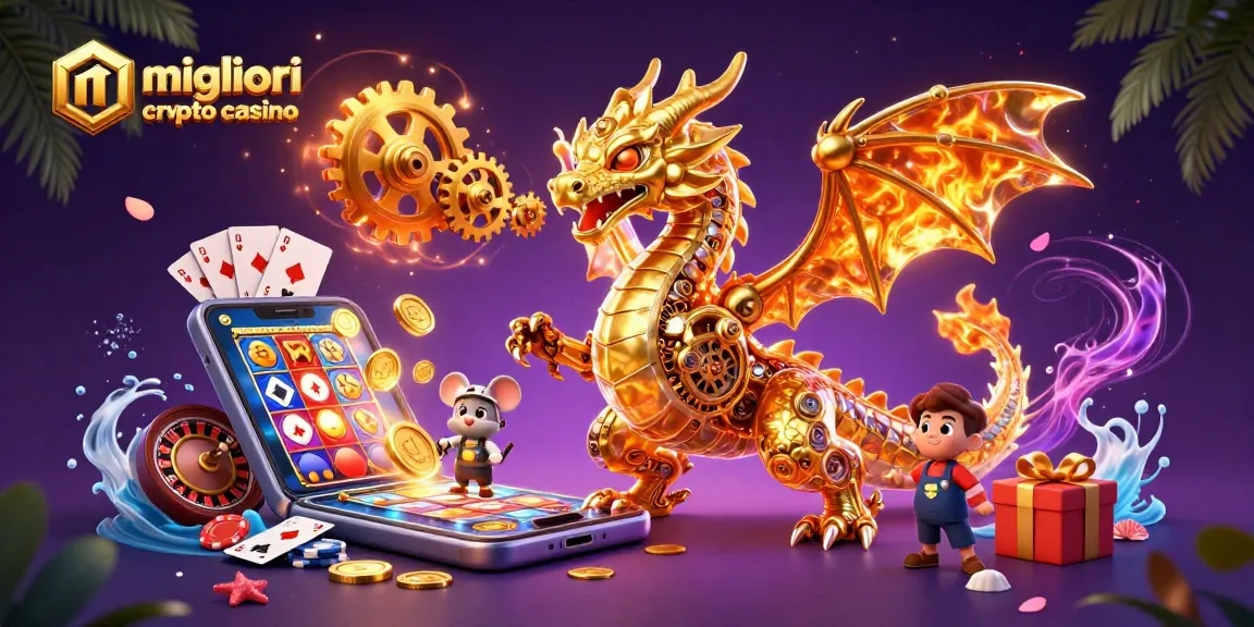 Scopri i migliori crypto casino mentre il drago d'oro sprizza ingranaggi in un'esperienza ludica avvincente.