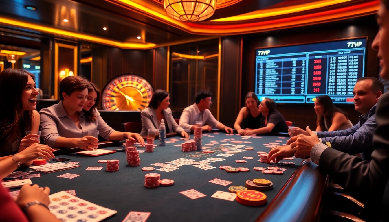 Experience the excitement of 777VIP with vibrant casino tables and thrilling gambling action.
