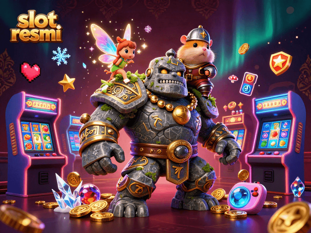 Spin the slot resmi reels with the ancient golem, fairy, and hamster knight in an arcade atmosphere.