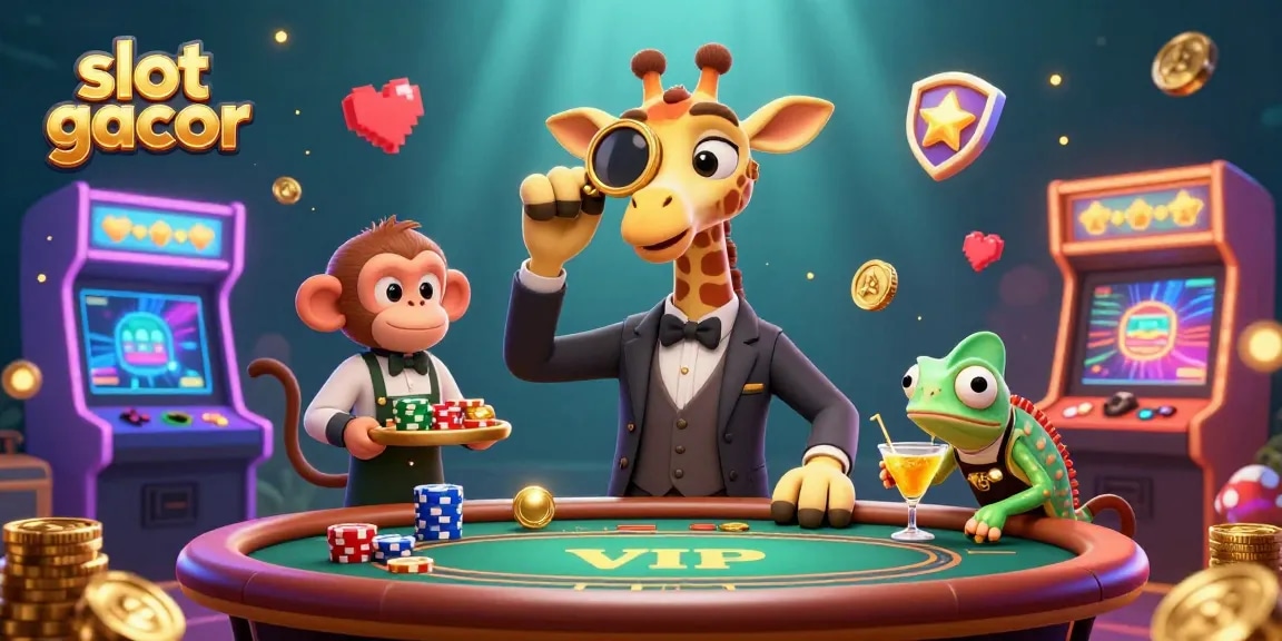Play thrilling slot gacor games with vibrant characters amidst rich casino elements in a dazzling scene.
