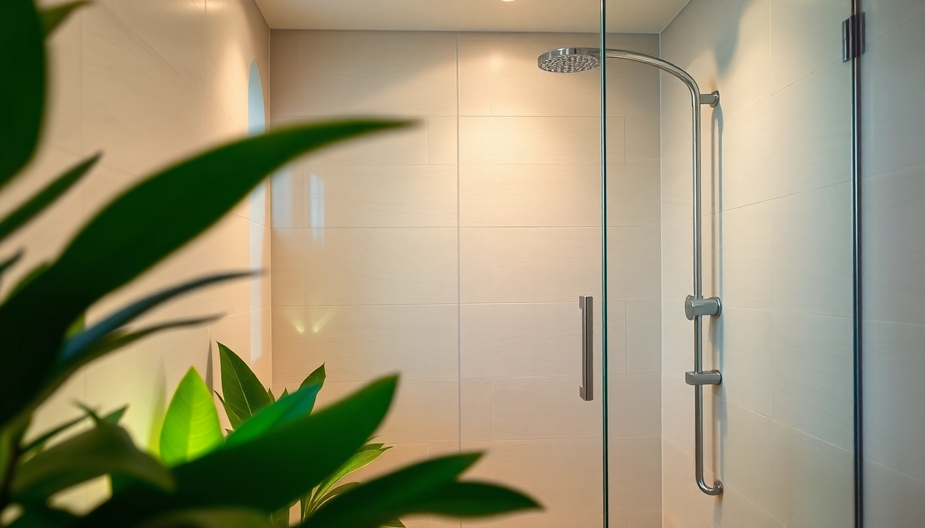 Design of elegant showers Australia showcasing a luxurious walk-in experience with sleek glass and serene ambiance.