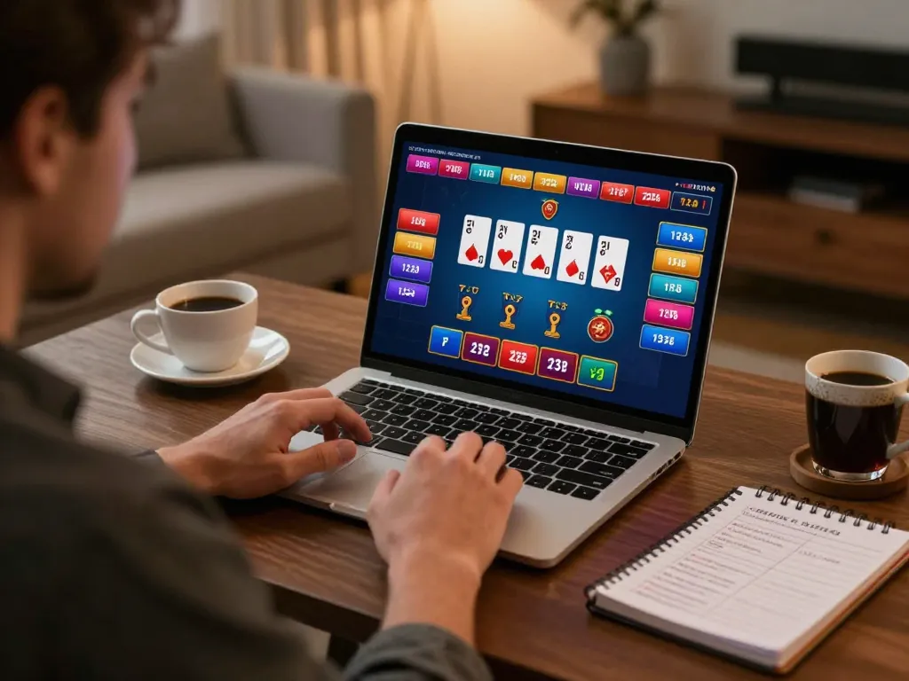 Player engaged with 123b live dealer game in a stylish home office environment