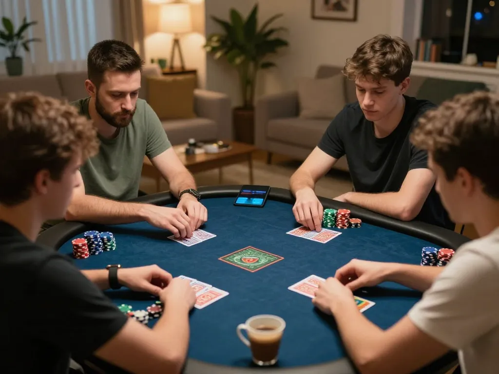 Players enjoying an online poker game on SC88 platform, demonstrating strategy and engagement at home