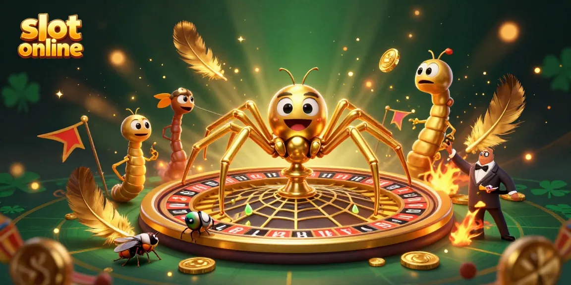 Experience thrilling slot online action with a golden web of games, spinning towards jackpots.