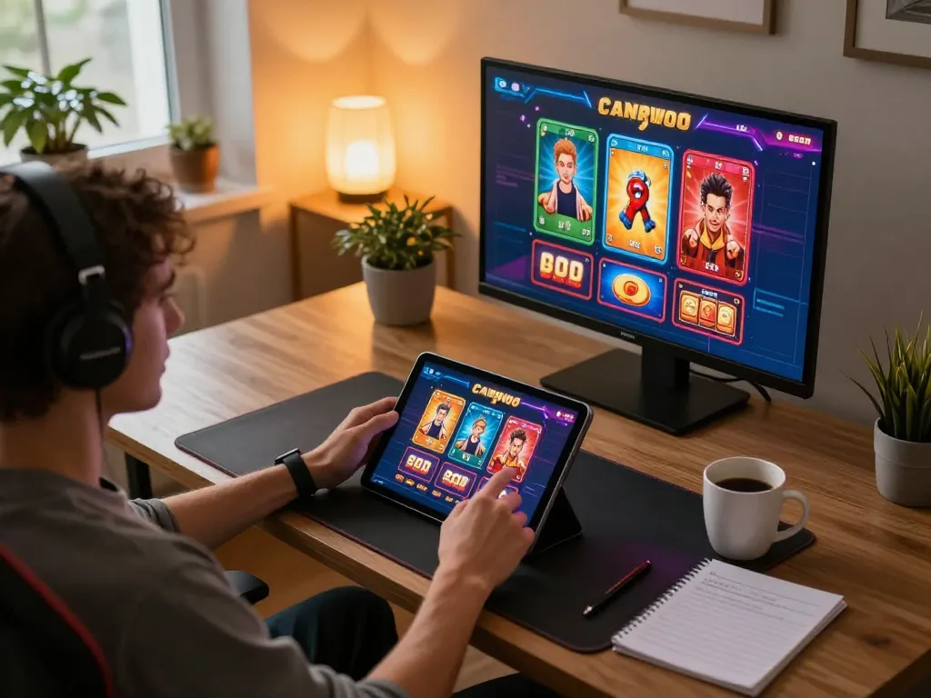 Player using mobile app for casinò stranieri che accettano italiani, showcasing vibrant online games and cozy atmosphere.