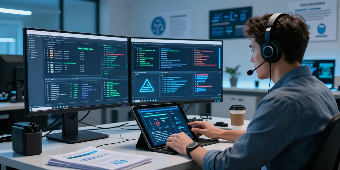 Cybersecurity analyst monitoring website shs-dome5.com with high-tech tools, highlighting online safety measures.