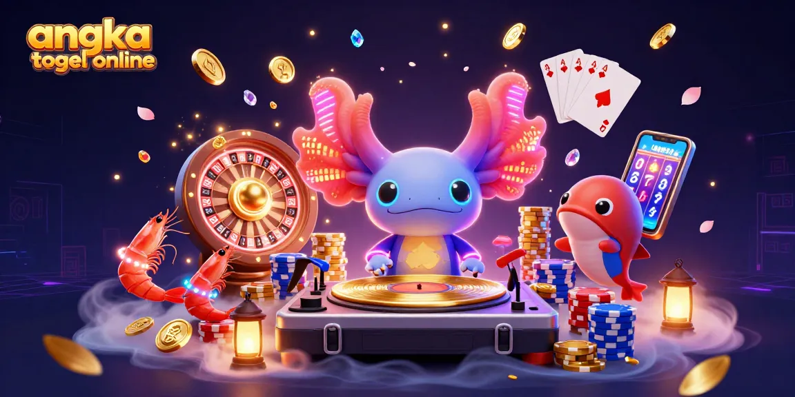 Engage with angka togel online as vibrant characters celebrate wins with casino elements and golden coins.