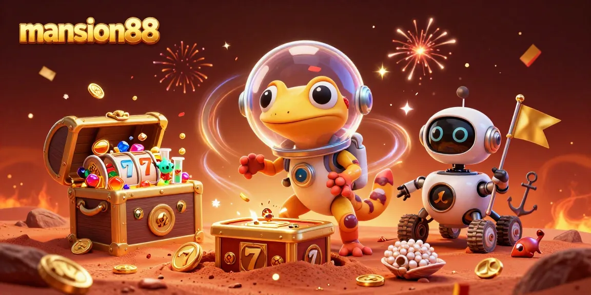 Experience the excitement of mansion88 with an alien's adventure in a golden casino.