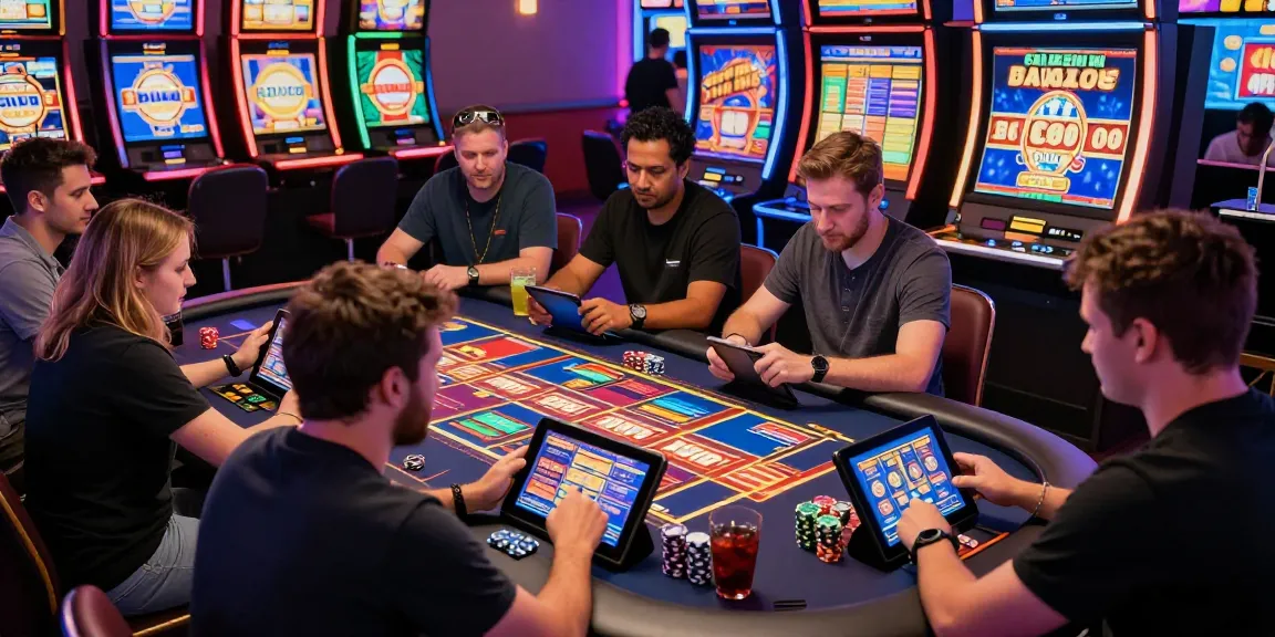 Players enjoying slots where you can buy the bonus in an exciting online casino atmosphere.