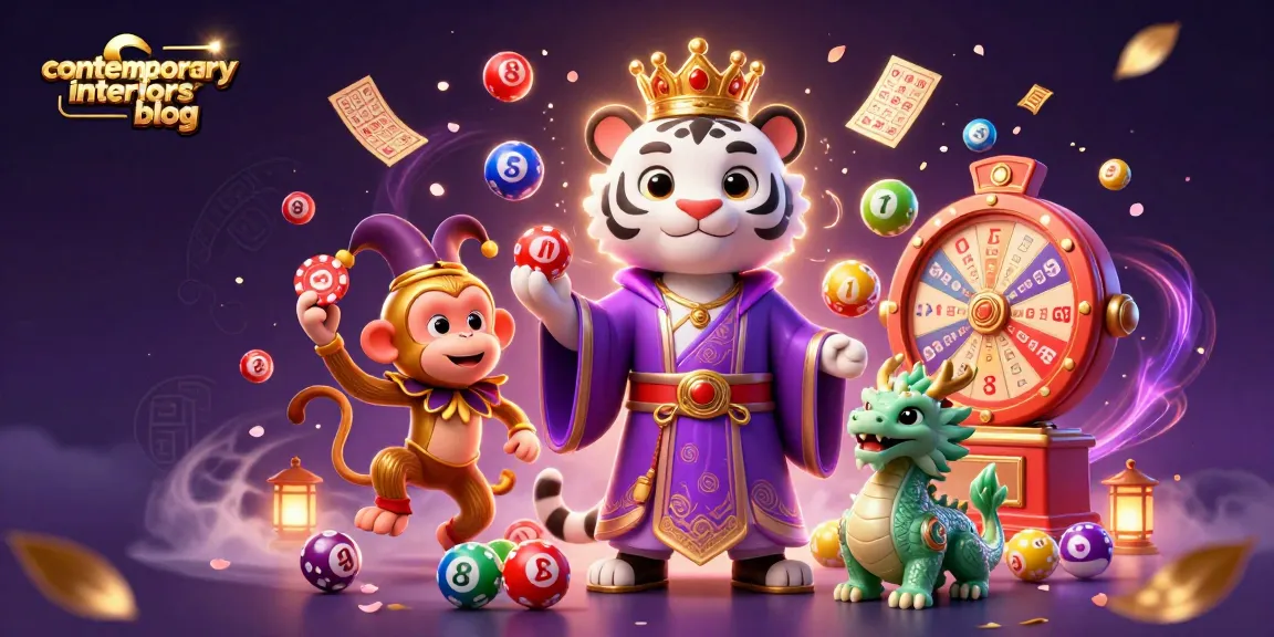 Experience vibrant gaming action in our contemporary interiors blog with lively cartoon characters celebrating casino wins.