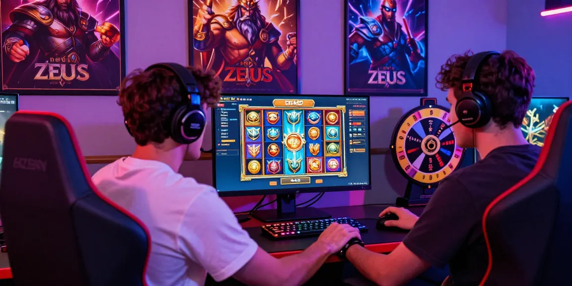 Engaging player enjoying demo zeus slot on vibrant gaming setup with modern accessories.
