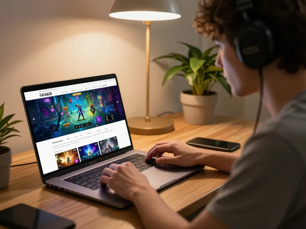 Player enjoying online gaming experience on FAFA828 platform with vibrant graphics and focused strategy.
