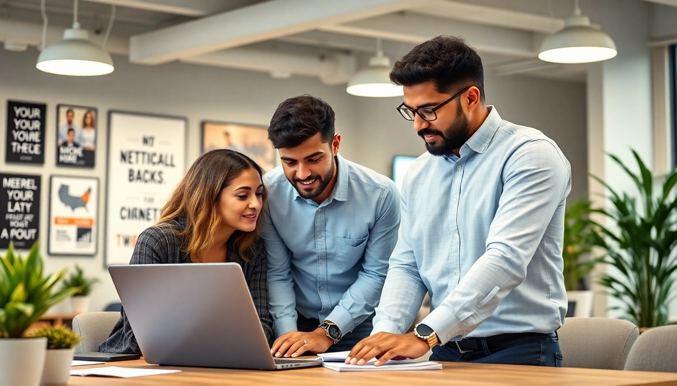 agencia hubspot team collaborating on digital marketing strategies in a modern office