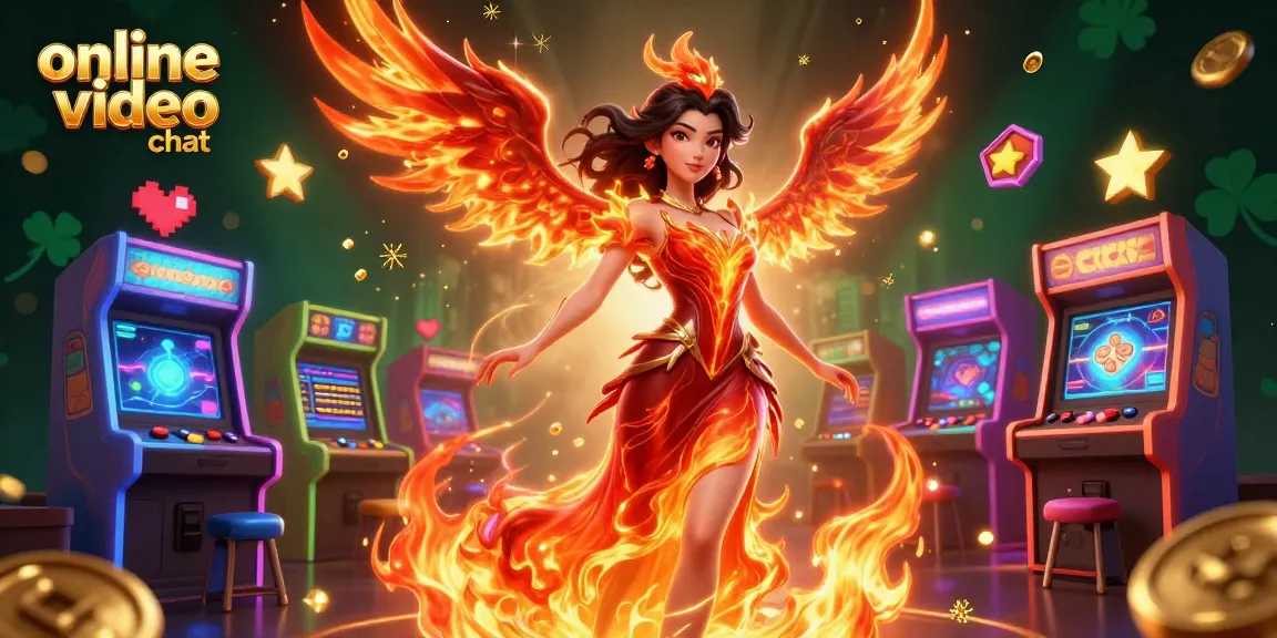 Engage in lively online video chat with stunning characters amidst vibrant casino elements.