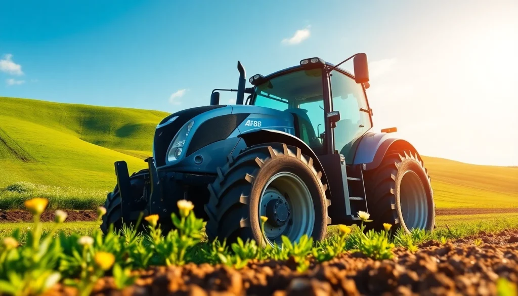 AF88 tractor actively working in a vibrant agricultural landscape, showcasing strength and efficiency.