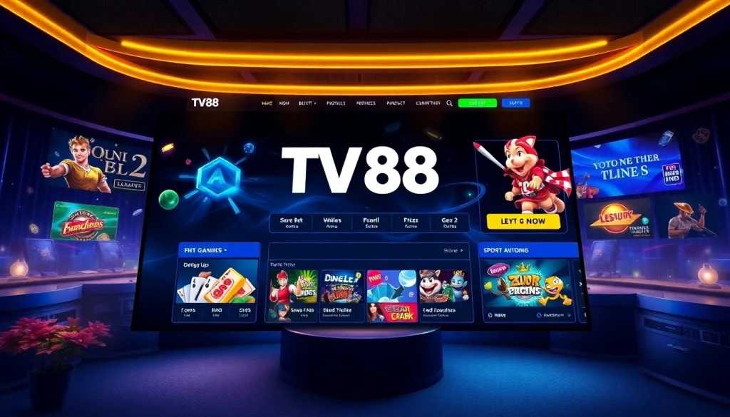TV88 homepage showcasing modern gambling interface with vibrant colors and user-friendly design.