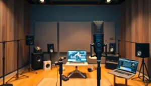 MV88 microphone showcased in a professional recording studio, highlighting its innovative design and sound quality.