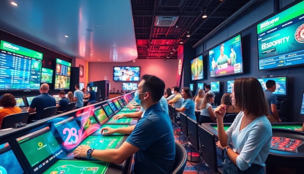 Exciting gaming scene at 888new, showcasing players in a vibrant online betting environment.