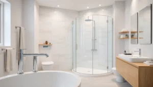 sonni sanitär GmbH präsentiert hochwertige Badprodukte in einem eleganten Badezimmer.