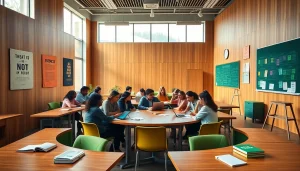 Engaged students collaborating in vibrant class environment to enhance their Education experience.