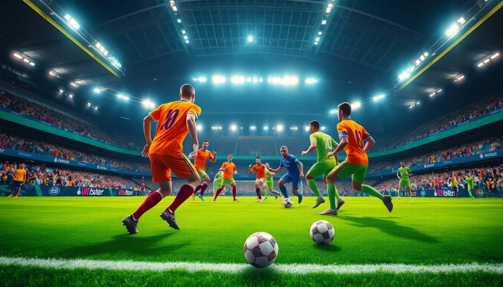 해외축구중계에서 생동감 넘치는 축구 경기를 즐기는 모습