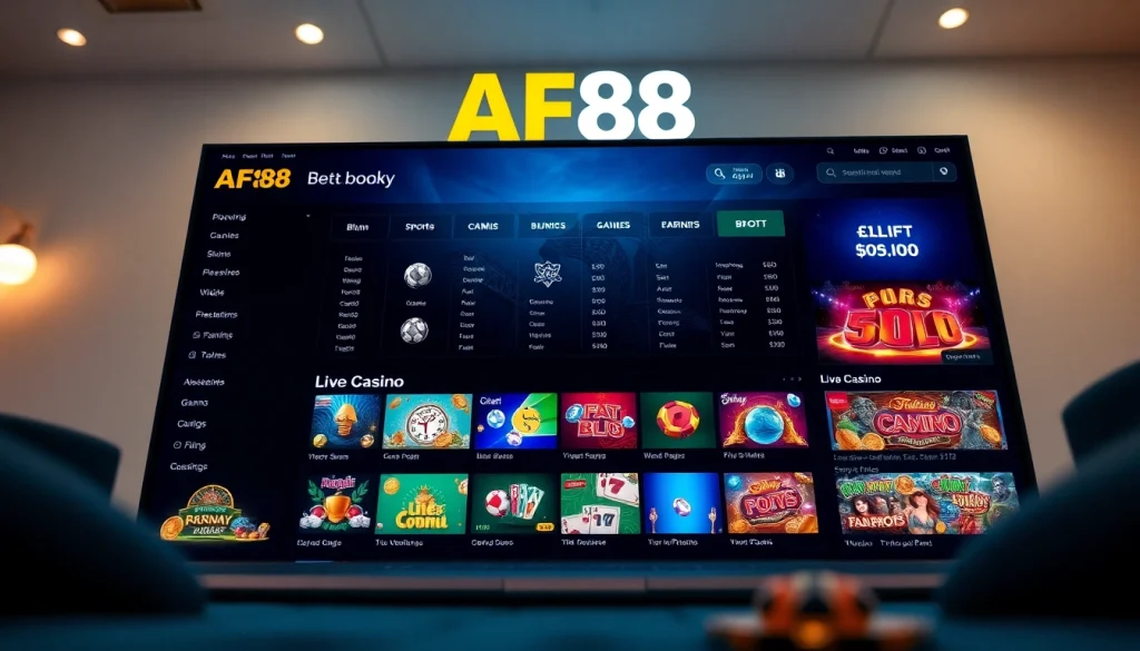 AF88 online casino interface highlighting user-friendly design and game variety