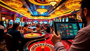 Gambling enthusiasts engaging at a casino showcase the essence of Magrehistro with excitement and strategy.