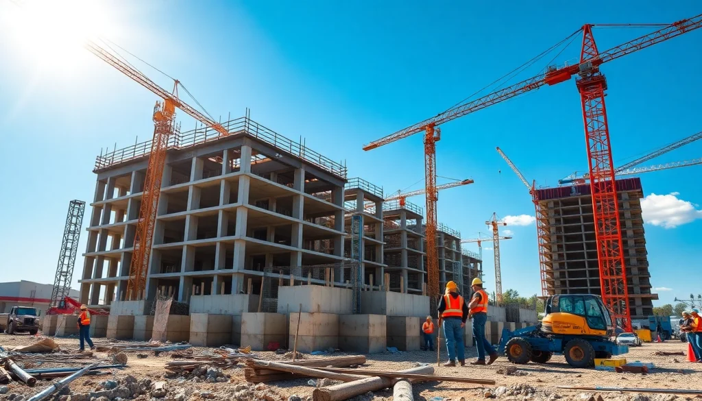 Engaged workers at an Austin construction site showcase teamwork and innovation.