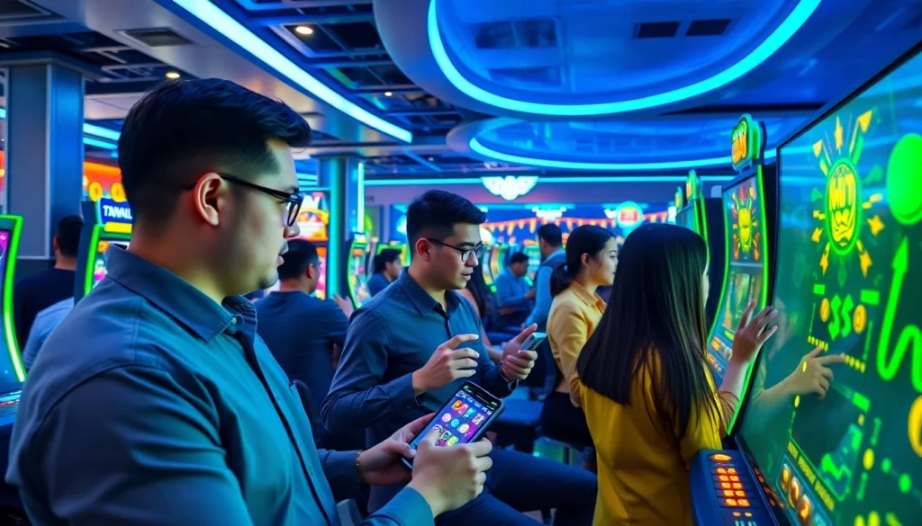 Menggali keseruan permainan slot deposit pulsa dengan latar belakang kasino modern yang canggih.