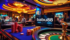Engaging in thrilling games at https://babu88.global/ casino, featuring poker and roulette tables.