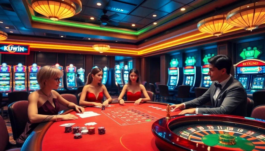 Kuwin's thrilling poker scene showcasing dynamic gameplay with vibrant casino elements.