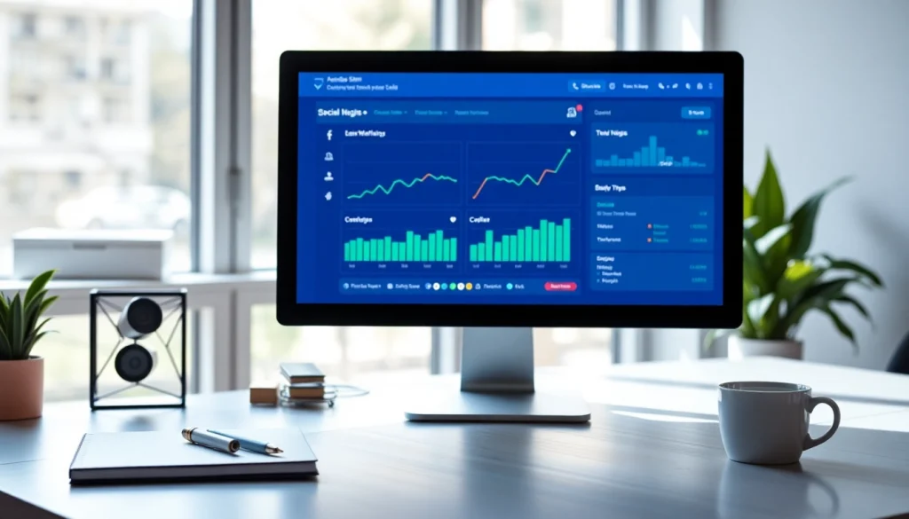Showcase a vibrant facebook smm panel interface highlighting analytics and social media growth insights.