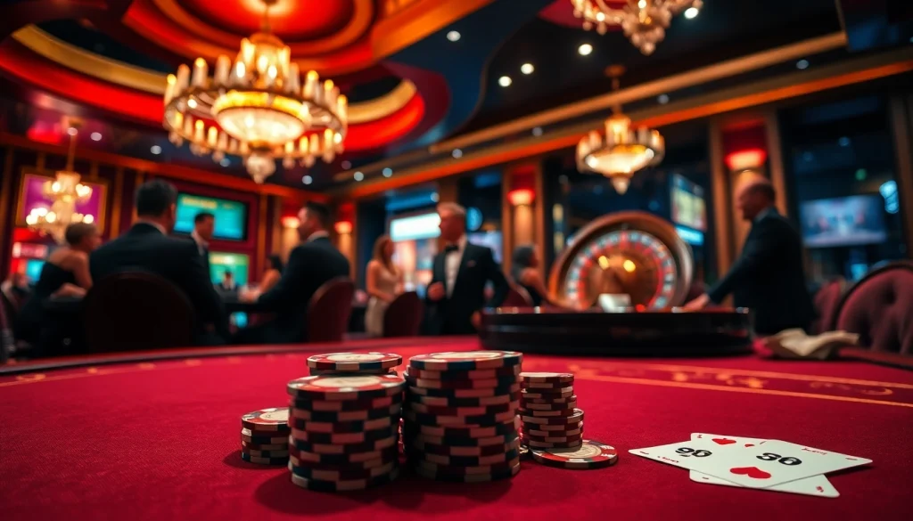 Experience high-stakes poker action at https://f168.ing/ with vibrant casino lights and thrilling atmosphere.