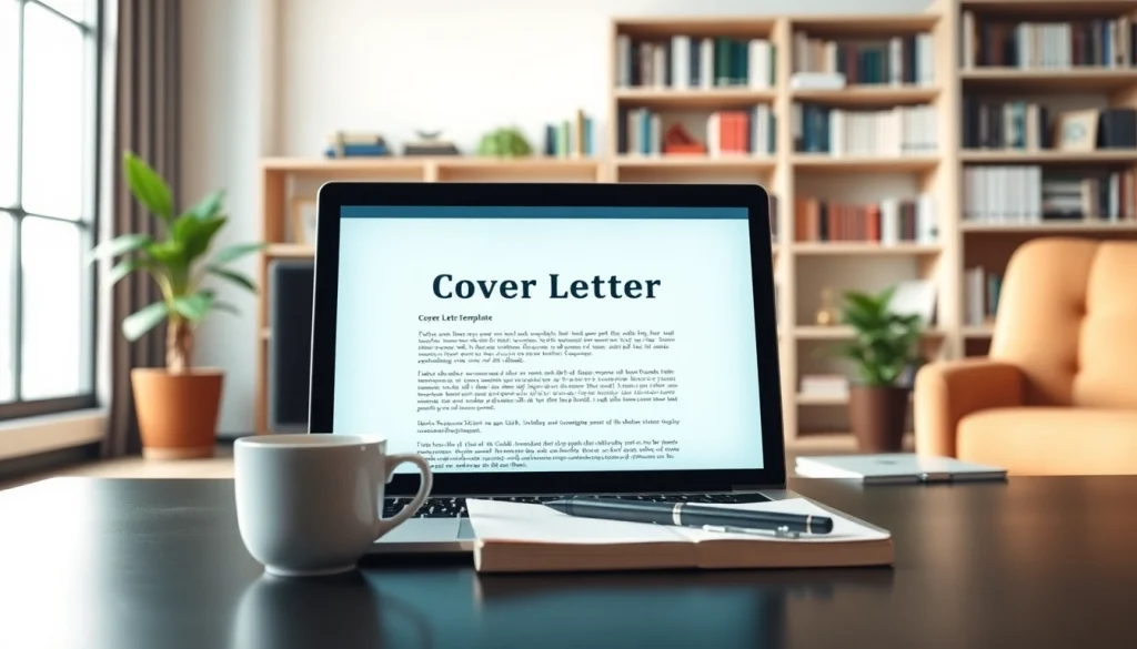 Enhance your Cover Letter Generation process with a professional workspace featuring a laptop and coffee.