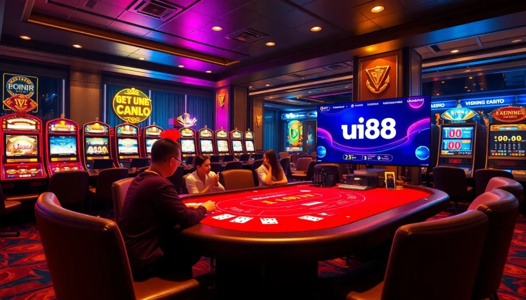 Engaging visual capturing the excitement of đăng nhập uu88 in an online casino setting with vibrant games and professional ambiance.