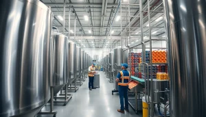 Optimized sweetener factory with advanced machinery and vibrant production lines.