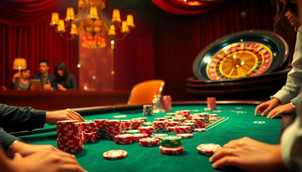 Players strategizing at a luxury poker table showcasing the excitement of 789win13 gambling.