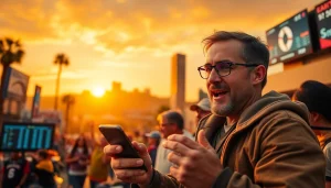 Explore top sports betting sites California with an enthusiastic fan checking live odds.