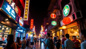 Explore the vibrant 하노이밤문화 scene with lively bars and crowds enjoying nightlife in Hanoi.