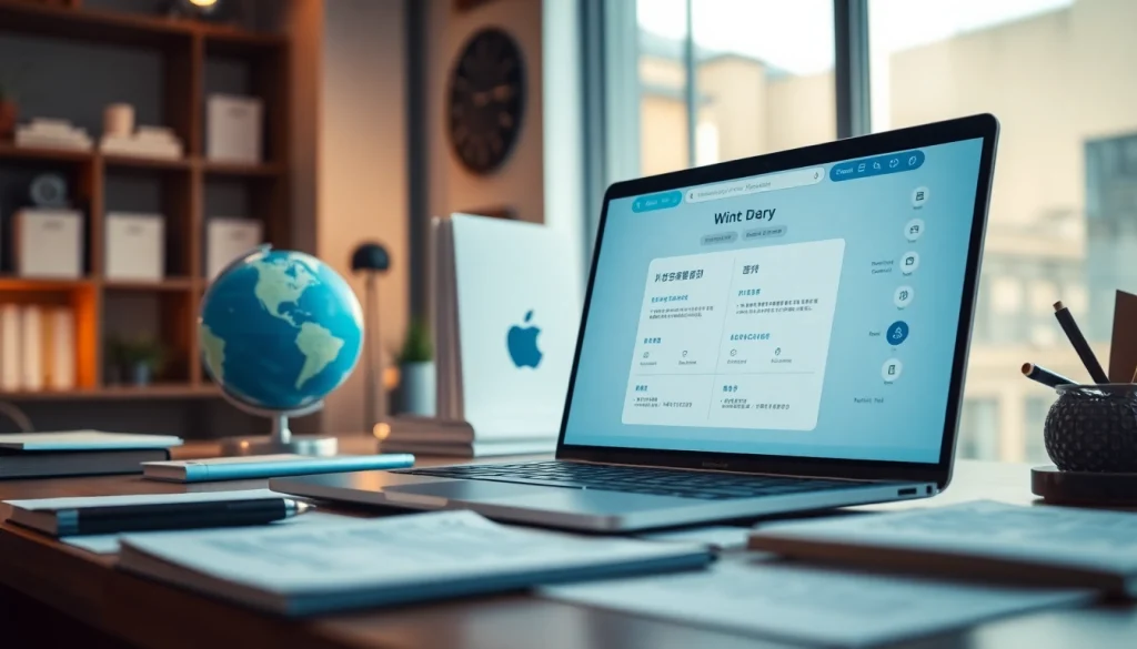 Youdao翻译 interface displayed on a modern laptop in a professional workspace, symbolizing advanced translation technology.