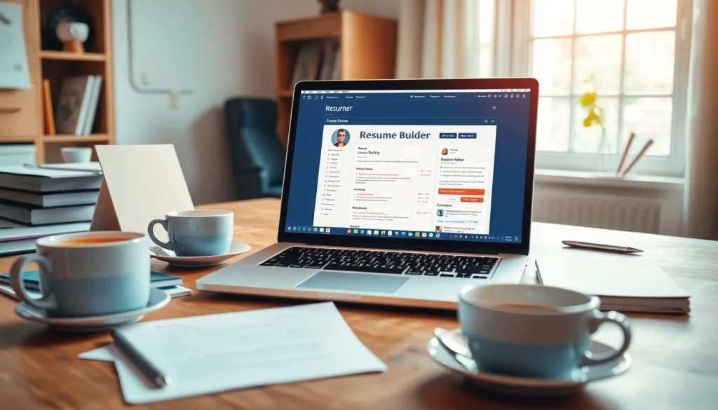 Create a standout Resume Builder with engaging design elements showcased in a professional workspace.