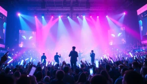 BTS news concert performance with members captivating fans on stage.