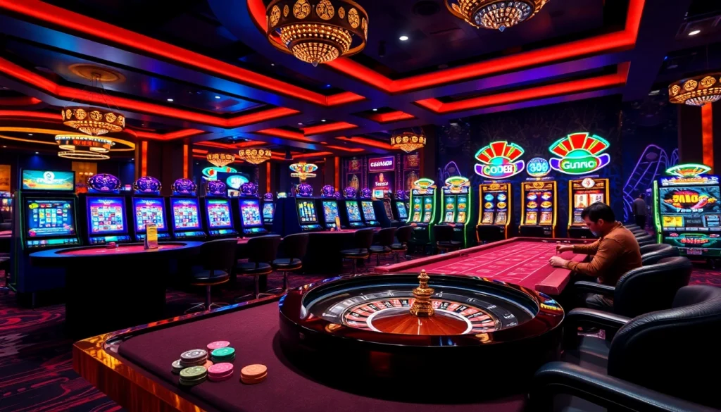 Experience thrilling gameplay at GO88 with vibrant casino tables and engaging slot machines.